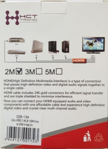 HCT HDMI-HDMI kábe 028-134 4K aranyozott 2 méter 2.O