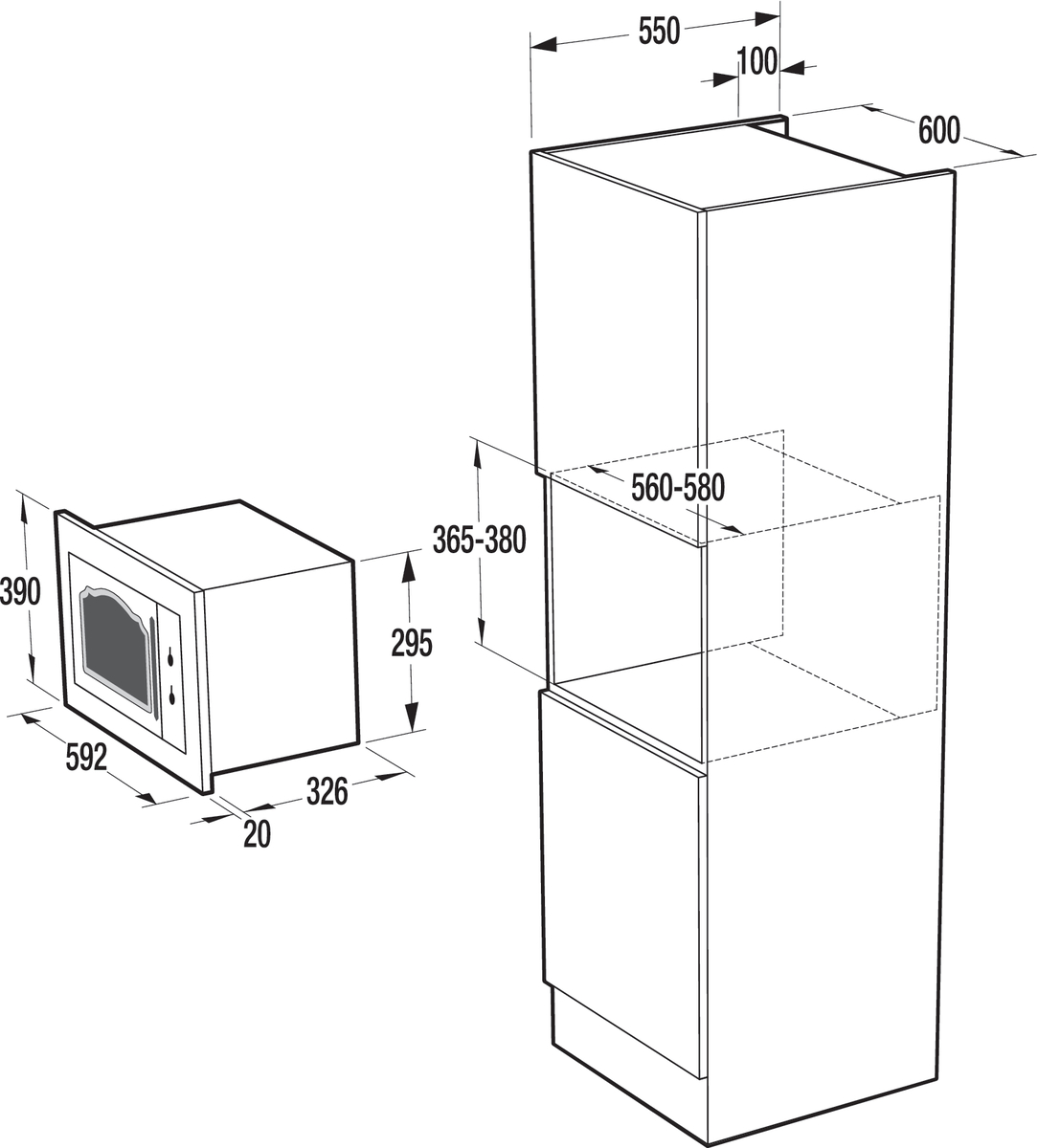 Gorenje BM235CLI beépíthető mikrosütő, 800W, 23L, 59.2x35.6x39 cm, bézs szín 