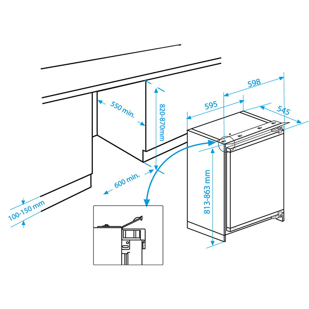 Beko BU1103N pult alá építhető hűtőszekrény, 130L, 59.5x54.5x81.8 cm 