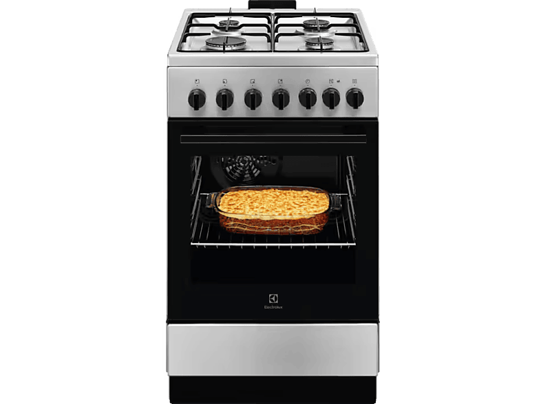 Electrolux LKK520032X inox kombinált tűzhely MF5 sütő, hangjelzés; percszámlálás; egykezes szikragyújtás, tető nélkül