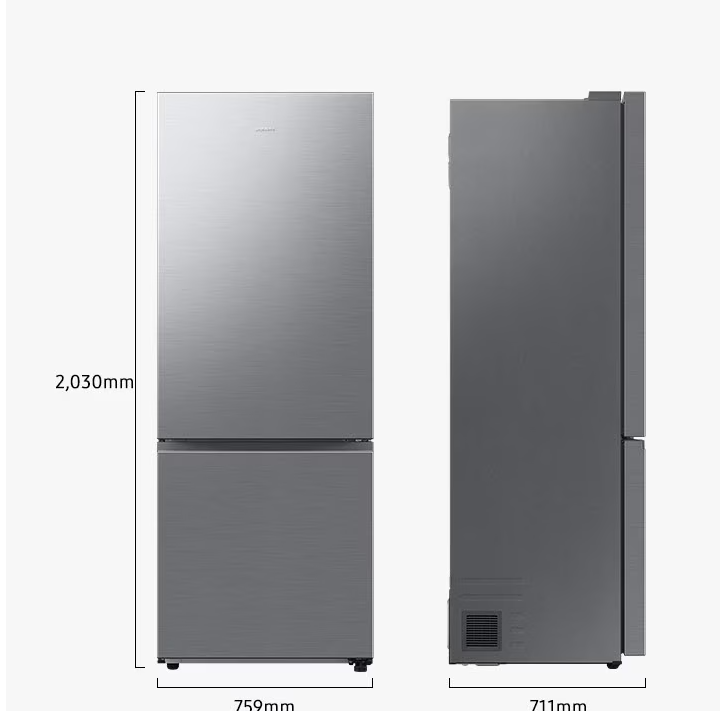Samsung B53DG706CS9EO NoFrost alulfagyasztós kombinált hűtőszekrény,WIFI, 370/168L, SmartThings MI Energia üzemmóddal,Digitális Inverter Kompresszor, 75.9x71.1x203 cm, kifinomult inox