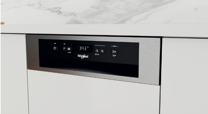 Whirlpool WSBC 3M27 X beépíthető kezelőpaneles keskeny mosogatógép,10 teríték,45x55.5x82cm,inox