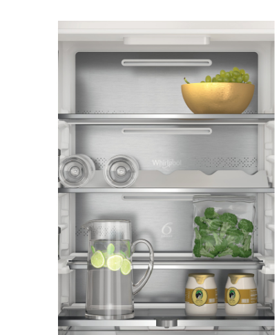 Whirlpool WHC18 T574 P beépíthető Total No Frost alulfagyasztós kombinált hűtőszekrény, MultiFreshbox, Fresh Box+, C kat.,LED kijelző, vakáció mód, Metal Multi flowPrémium belső 177x54x54,5 cm