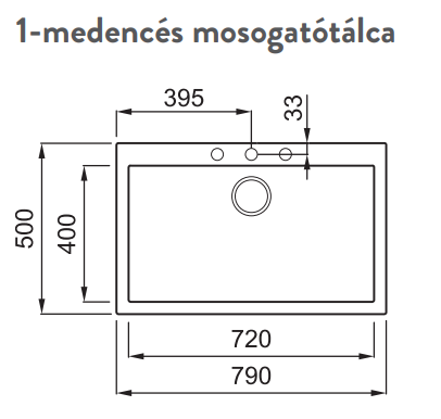 ELLECI Quadra 130 G40 nero mosogatótálca 1 medencés 