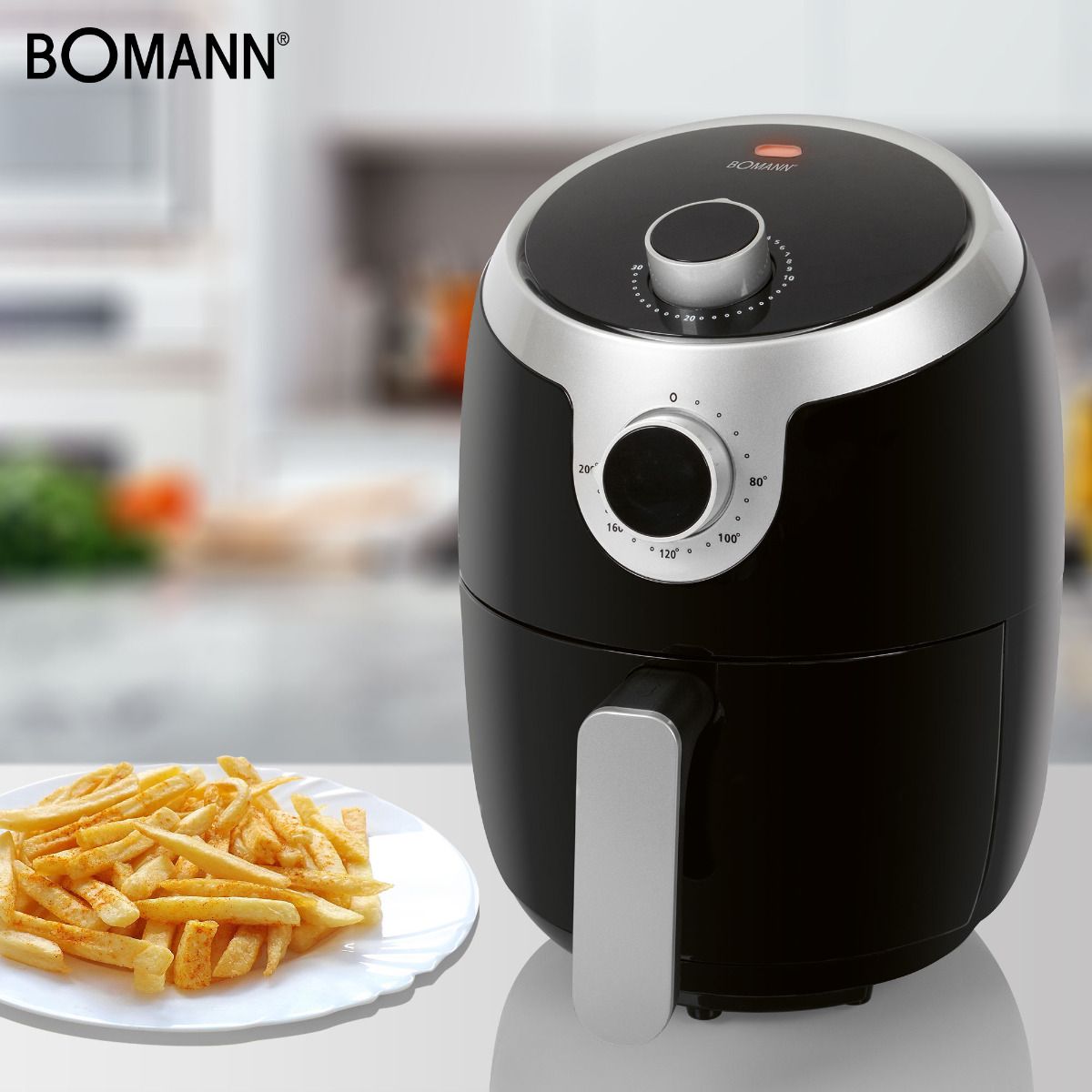 Bomann FR6050 H fekete air frier forrólevegős sütő 1,8l