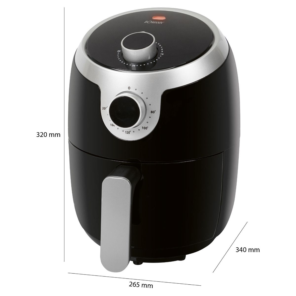 Bomann FR6050 H fekete air frier forrólevegős sütő 1,8l