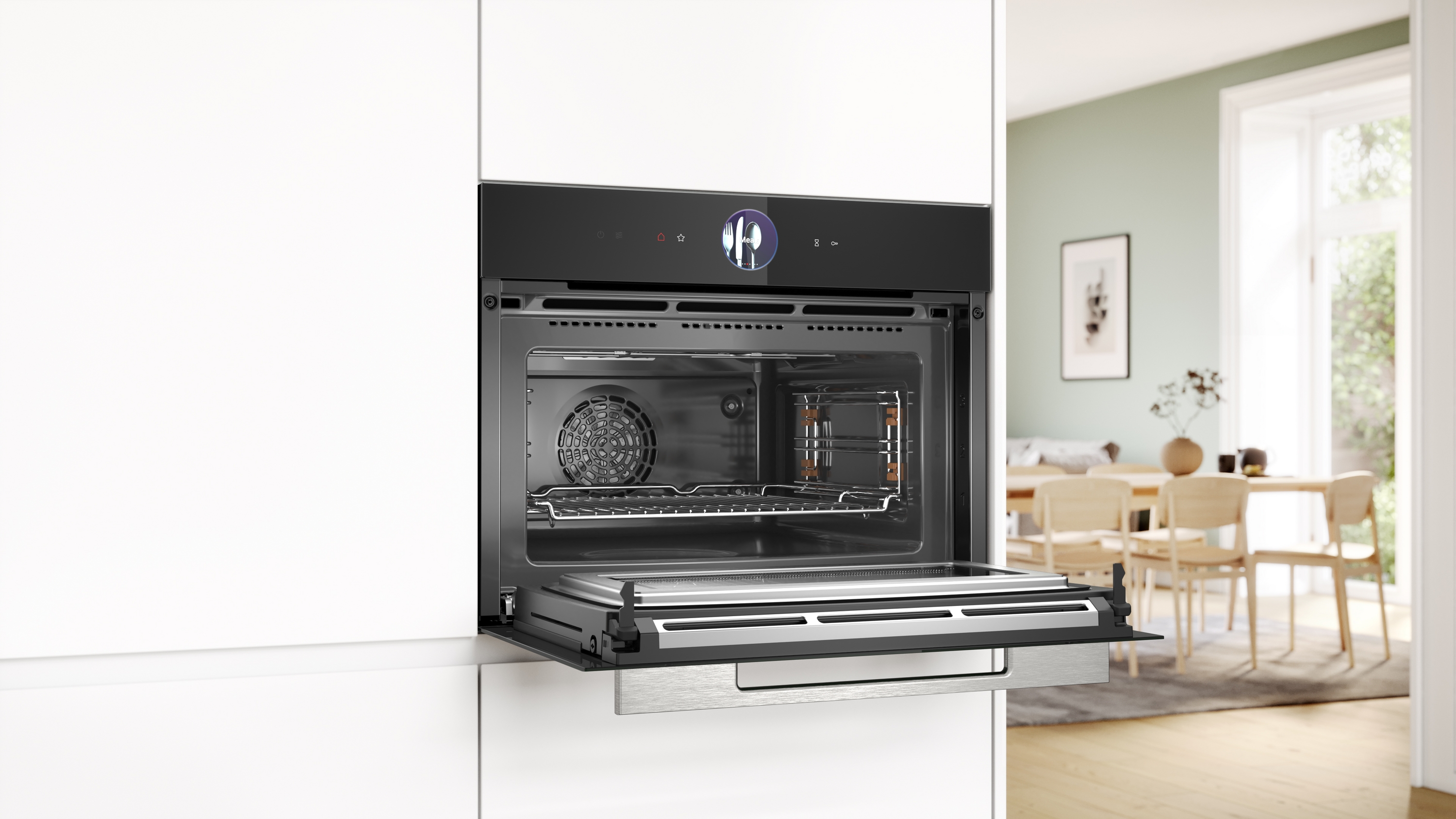 Bosch CMG7761B1, Beépíthető kompakt sütő mikrohullám funkcióval